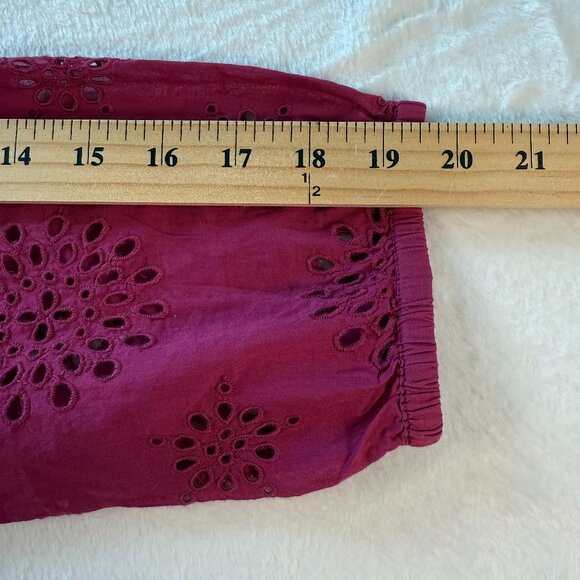 Lucky Brand Blouse See Through Circle Pattern 3/4 Sleeve Burgundy Vintage Large - Picture 5 of 7
